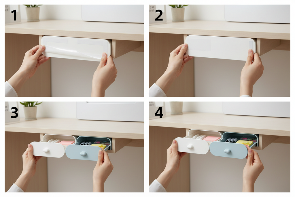 Under Desk Drawer Organizer – White