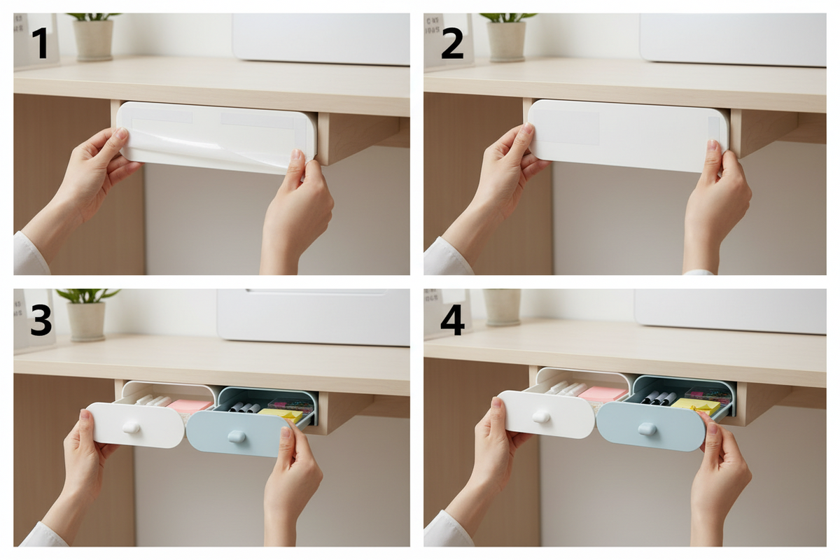 Under Desk Drawer Organizer – White
