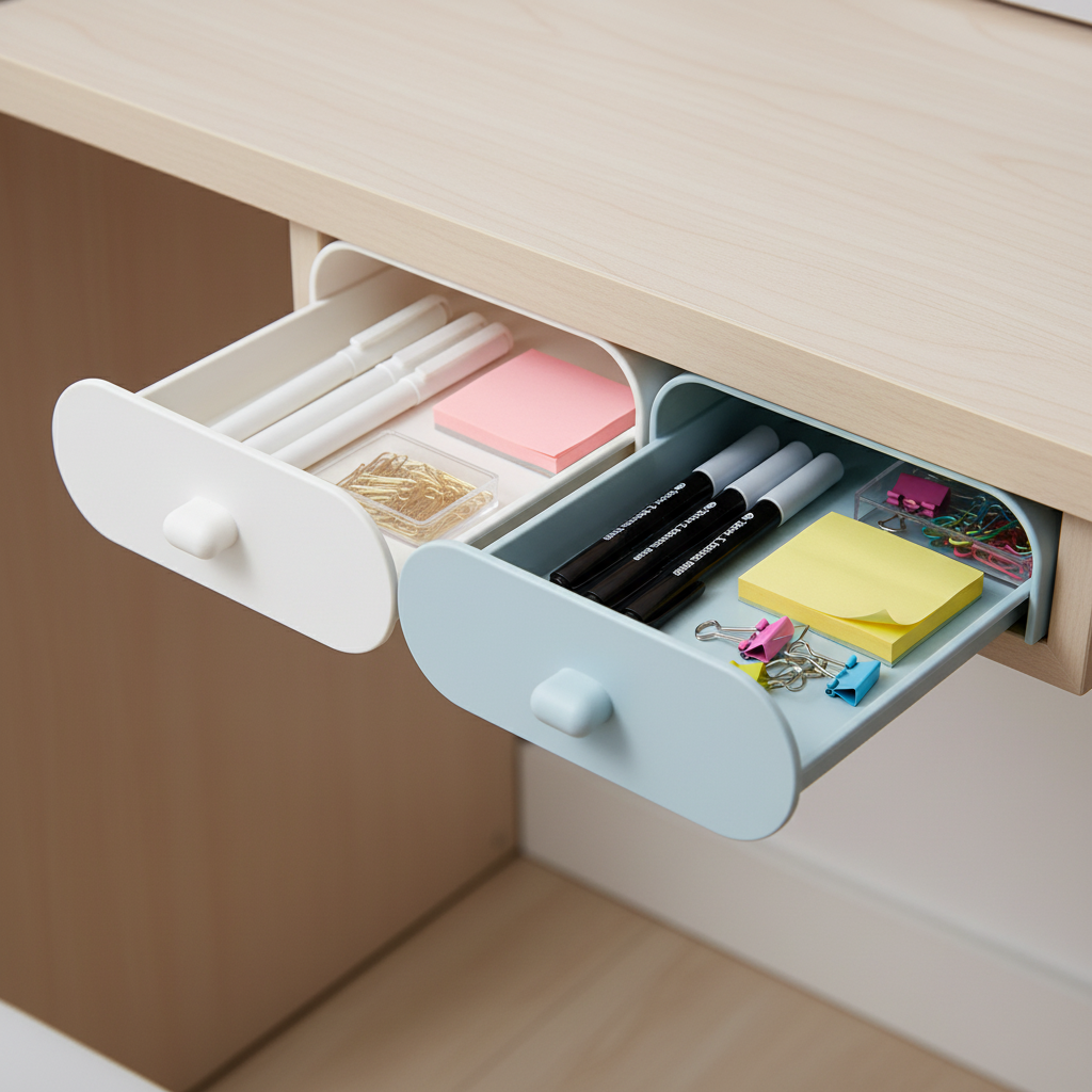 Under Desk Drawer Organizer – White