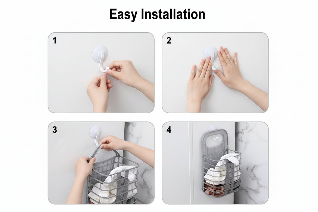 Wall Mounted Mesh Laundry Basket