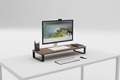 Desktop monitor stand with TV on top