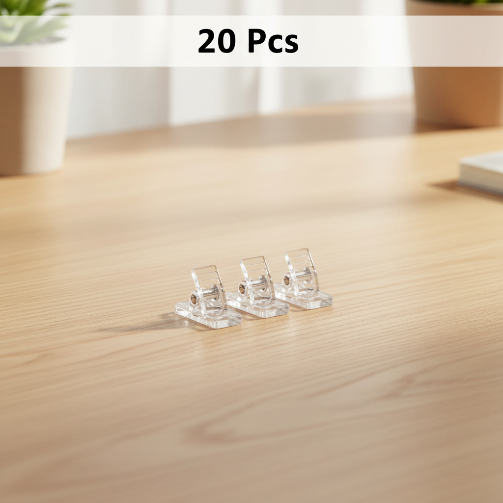 Cable management clips on a desk - 20 Pcs